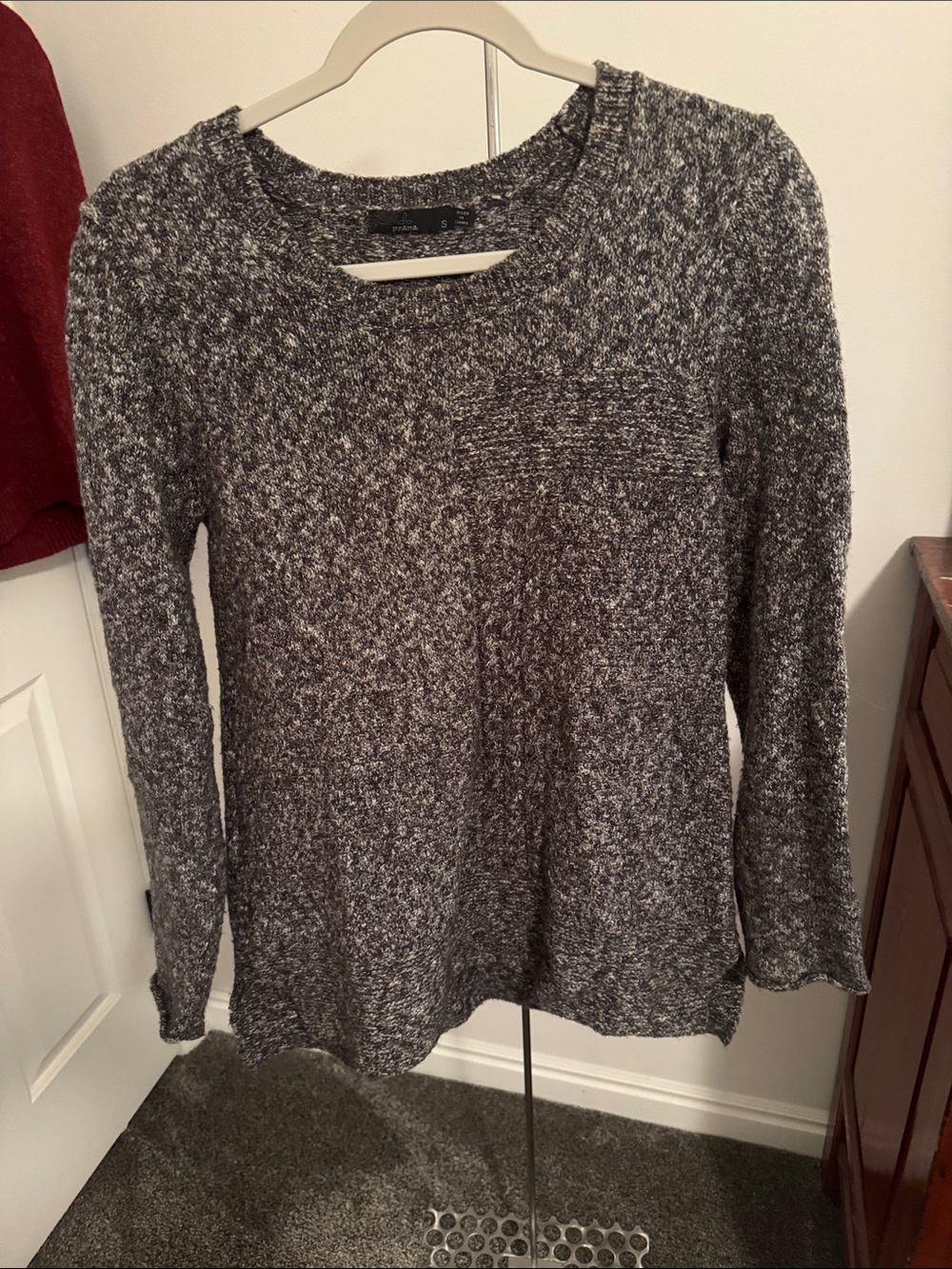 Prana Marled Gray & White Knit Pullover Sweater